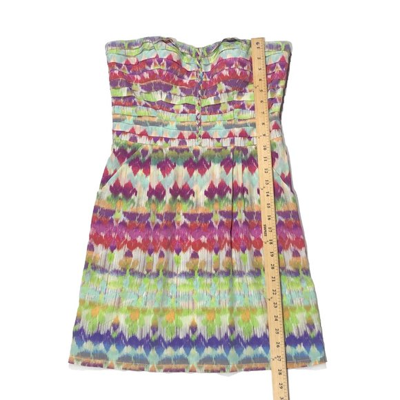 Charlie Jade Womens Size M Multicolored Strapless Pockets Silk Mini Dress - Picture 2 of 7